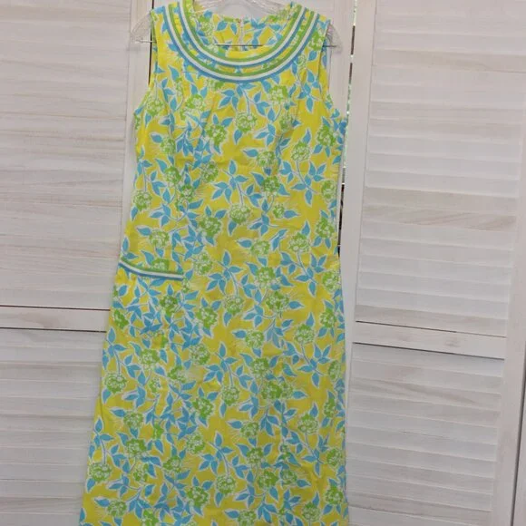 The Lilly Vintage Lilly Pulitzer Dress Yellow Blue Green White Size 12